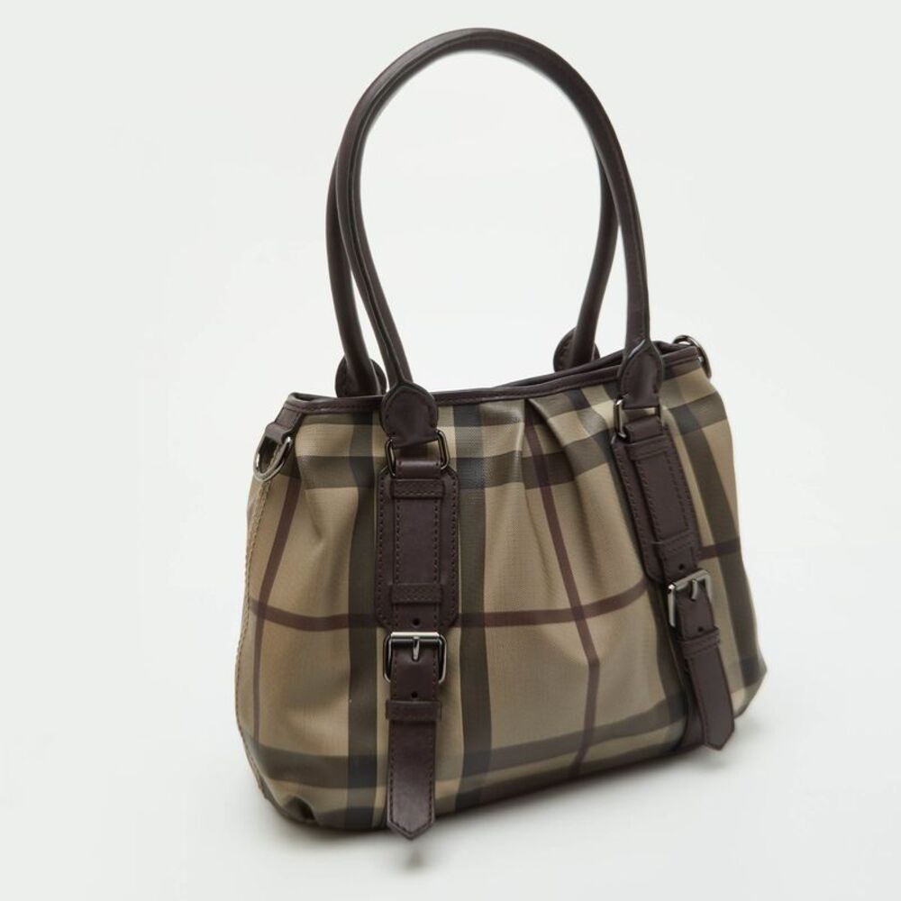 Burberry Lowry Brown Smoked Check Pvc And Leather Tote - Picture 3 of 7